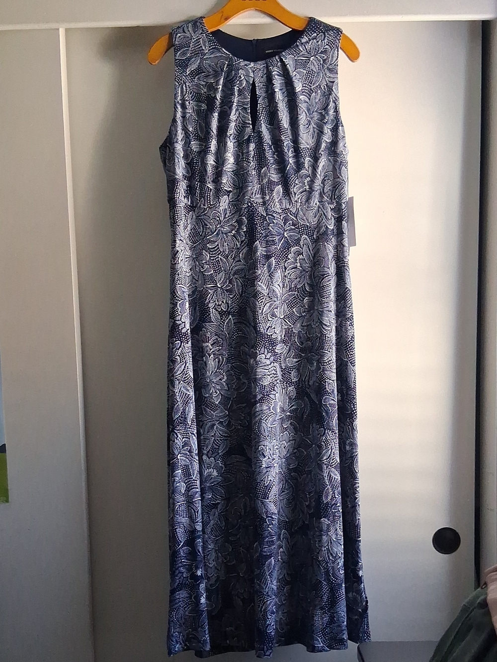 New Maggy London Sleevless Blue Floral Maxi Dress Size 12